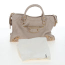 BALENCIAGA Metallic Edge City Hand Bag Leather 2way Beige 390154 Auth yk20959SAM-12