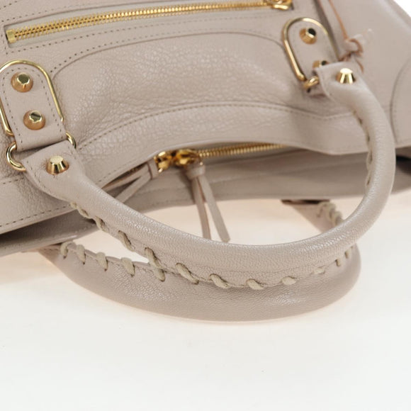 BALENCIAGA Metallic Edge City Hand Bag Leather 2way Beige 390154 Auth yk20959SAM