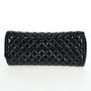 CHANEL Matelasse Mademoiselle Bowling Bag Patent Black Silver CC Auth yk20960V-5