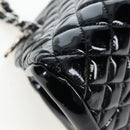 CHANEL Matelasse Mademoiselle Bowling Bag Patent Black Silver CC Auth yk20960V-15
