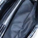 CHANEL Matelasse Mademoiselle Bowling Bag Patent Black Silver CC Auth yk20960V-23