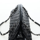 CHANEL Matelasse Mademoiselle Bowling Bag Patent Black Silver CC Auth yk20960V-6