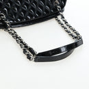 CHANEL Matelasse Mademoiselle Bowling Bag Patent Black Silver CC Auth yk20960V-7
