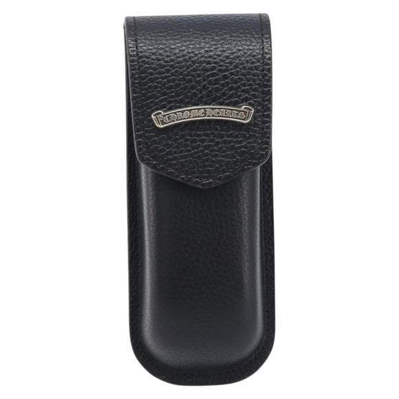 Chrome Hearts Glasses Case Leather Black Silver Auth yk20961M