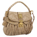 Miu Miu Matelasse Shoulder Bag Leather 2way Beige Gold Auth yk20963V-1