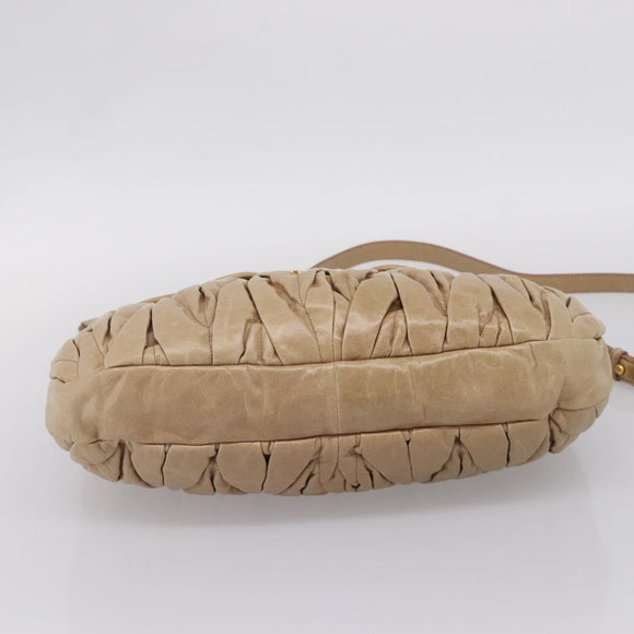 Miu Miu Matelasse Shoulder Bag Leather 2way Beige Gold Auth yk20963V