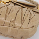Miu Miu Matelasse Shoulder Bag Leather 2way Beige Gold Auth yk20963V-12