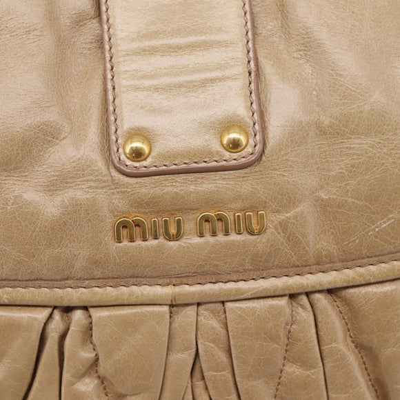 Miu Miu Matelasse Shoulder Bag Leather 2way Beige Gold Auth yk20963V