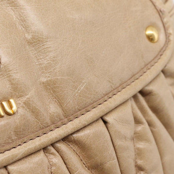 Miu Miu Matelasse Shoulder Bag Leather 2way Beige Gold Auth yk20963V