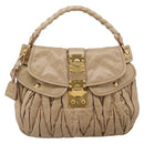 Miu Miu Matelasse Shoulder Bag Leather 2way Beige Gold Auth yk20963V-2