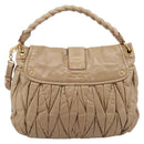 Miu Miu Matelasse Shoulder Bag Leather 2way Beige Gold Auth yk20963V-3