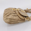 Miu Miu Matelasse Shoulder Bag Leather 2way Beige Gold Auth yk20963V-5