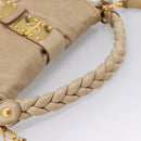 Miu Miu Matelasse Shoulder Bag Leather 2way Beige Gold Auth yk20963V-7