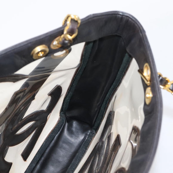 CHANEL Triple Coco Chain Shoulder Bag Leather Black Gold CC Auth yk20964V