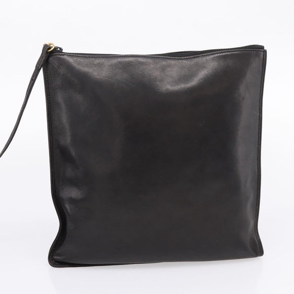 CHANEL Triple Coco Chain Shoulder Bag Leather Black Gold CC Auth yk20964V