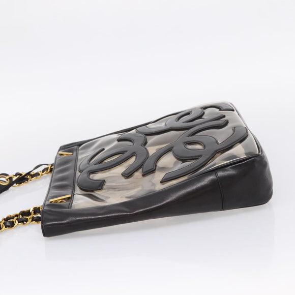 CHANEL Triple Coco Chain Shoulder Bag Leather Black Gold CC Auth yk20964V