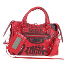 Balenciaga Graffiti Mini City Hand Bag Leather 2way Red 300295 Auth yk20970SAM-1