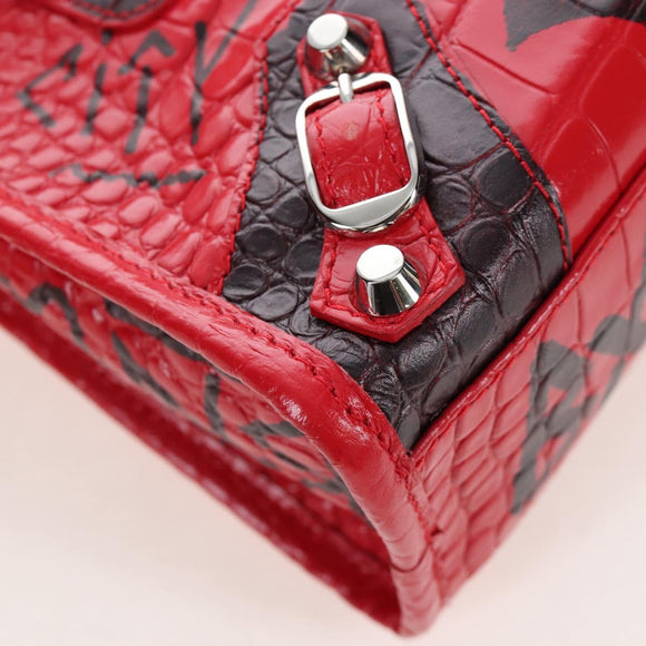 Balenciaga Graffiti Mini City Hand Bag Leather 2way Red 300295 Auth yk20970SAM