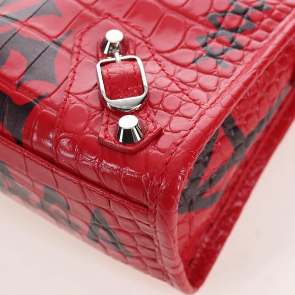 Balenciaga Graffiti Mini City Hand Bag Leather 2way Red 300295 Auth yk20970SAM