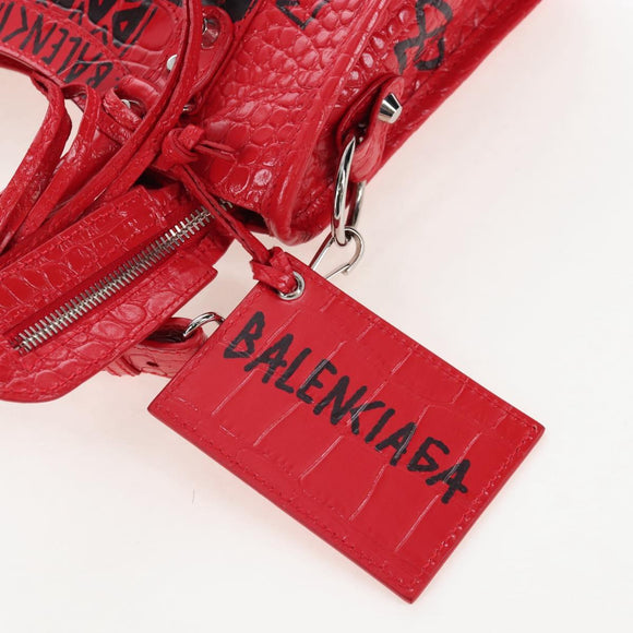 Balenciaga Graffiti Mini City Hand Bag Leather 2way Red 300295 Auth yk20970SAM