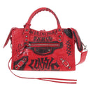 Balenciaga Graffiti Mini City Hand Bag Leather 2way Red 300295 Auth yk20970SAM-2
