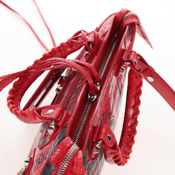 Balenciaga Graffiti Mini City Hand Bag Leather 2way Red 300295 Auth yk20970SAM