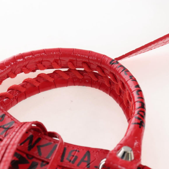 Balenciaga Graffiti Mini City Hand Bag Leather 2way Red 300295 Auth yk20970SAM