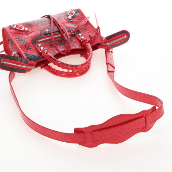 Balenciaga Graffiti Mini City Hand Bag Leather 2way Red 300295 Auth yk20970SAM