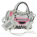 Balenciaga Graffiti The City Mini Bag Leather 2way White 300295 Auth yk20973M-1