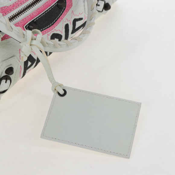 Balenciaga Graffiti The City Mini Bag Leather 2way White 300295 Auth yk20973M