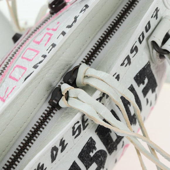 Balenciaga Graffiti The City Mini Bag Leather 2way White 300295 Auth yk20973M