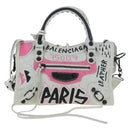 Balenciaga Graffiti The City Mini Bag Leather 2way White 300295 Auth yk20973M-2