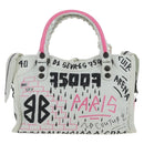 Balenciaga Graffiti The City Mini Bag Leather 2way White 300295 Auth yk20973M-3