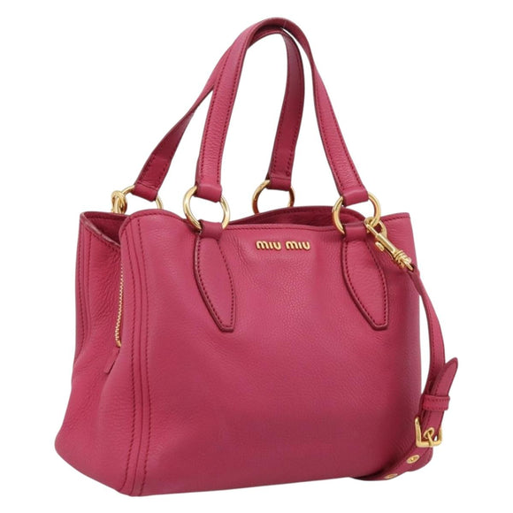 Miu Miu Hand Bag Leather Pink Gold Auth yk20977V