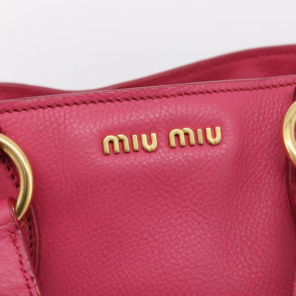 Miu Miu Hand Bag Leather Pink Gold Auth yk20977V