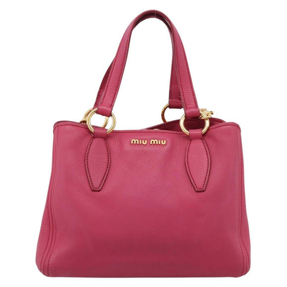 Miu Miu Hand Bag Leather Pink Gold Auth yk20977V
