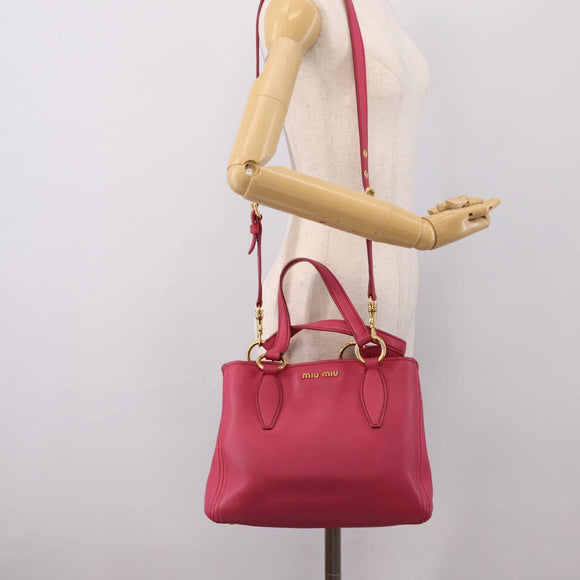 Miu Miu Hand Bag Leather Pink Gold Auth yk20977V