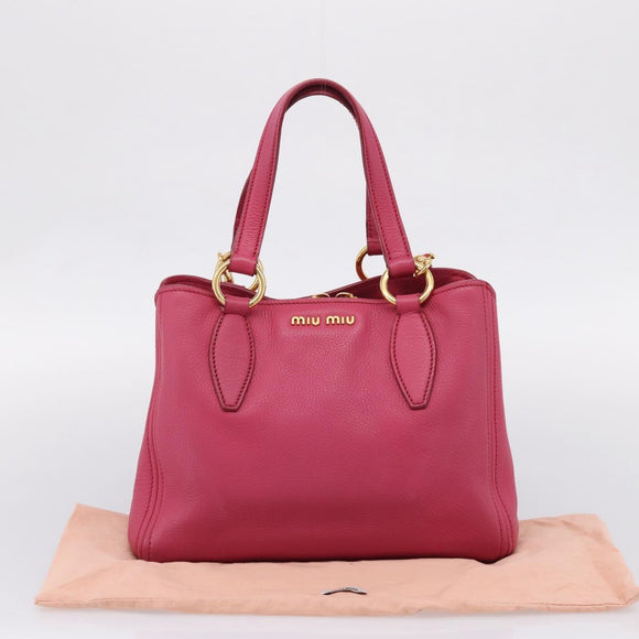 Miu Miu Hand Bag Leather Pink Gold Auth yk20977V
