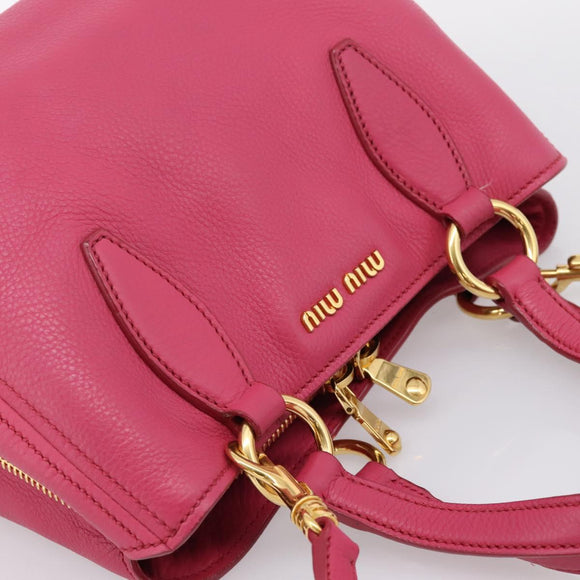 Miu Miu Hand Bag Leather Pink Gold Auth yk20977V