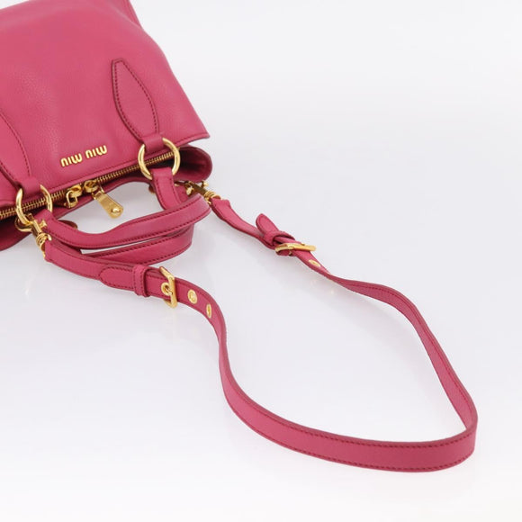 Miu Miu Hand Bag Leather Pink Gold Auth yk20977V