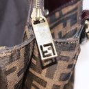 FENDI Zucca Canvas Chain Mia Hand Bag Black Brown Auth yk20978SAV-23