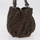 FENDI Zucca Canvas Chain Mia Hand Bag Black Brown Auth yk20978SAV-6