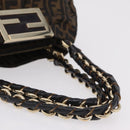 FENDI Zucca Canvas Chain Mia Hand Bag Black Brown Auth yk20978SAV-8