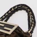FENDI Zucca Canvas Chain Mia Hand Bag Black Brown Auth yk20978SAV-9