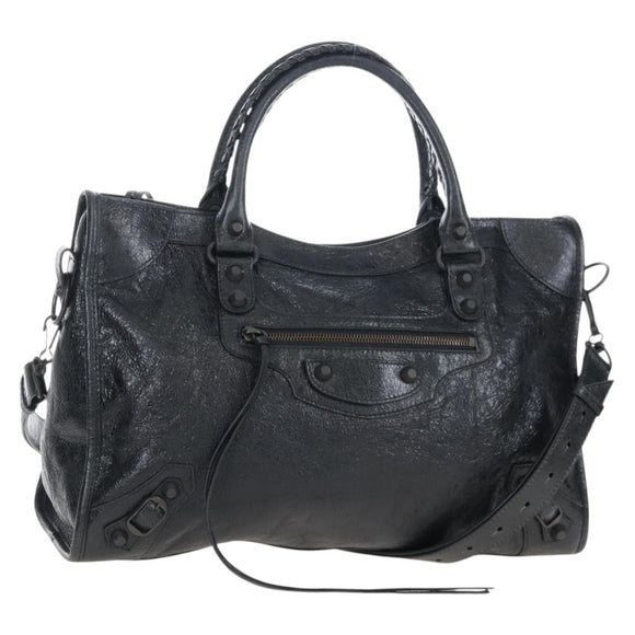 Balenciaga Le City Hand Bag Leather 2way Black 823058 Auth yk20979SAM