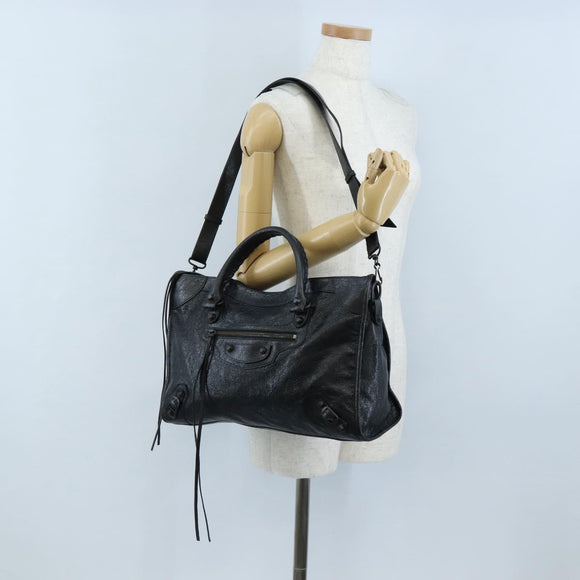Balenciaga Le City Hand Bag Leather 2way Black 823058 Auth yk20979SAM