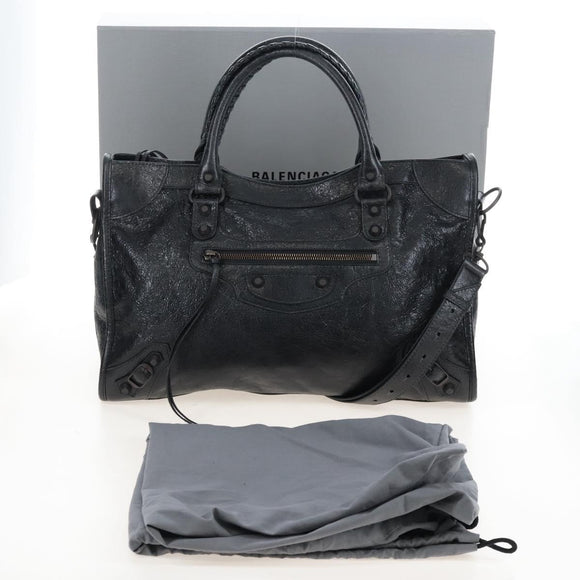Balenciaga Le City Hand Bag Leather 2way Black 823058 Auth yk20979SAM