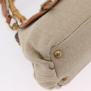 Miu Miu Bamboo Hand Bag Cotton 2way Beige Gold Auth yk20980V-18