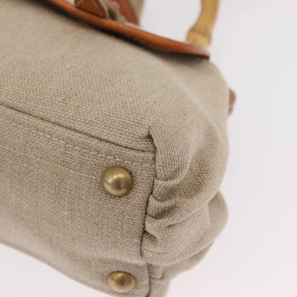 Miu Miu Bamboo Hand Bag Cotton 2way Beige Gold Auth yk20980V