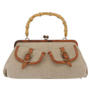 Miu Miu Bamboo Hand Bag Cotton 2way Beige Gold Auth yk20980V-13